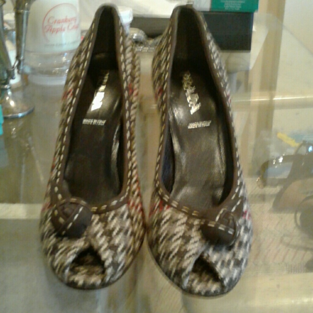 Prada Plaid Open Toe Heeled Shoes